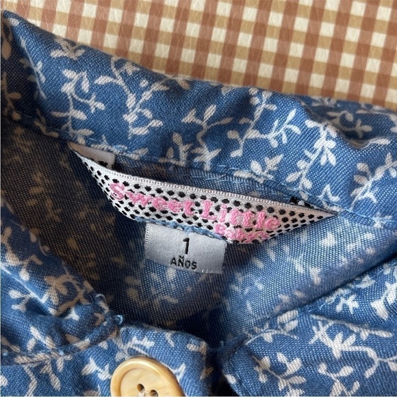 Floral Sleeveless Dress front buttons dress. Size 1 yr - Picture 3 of 8